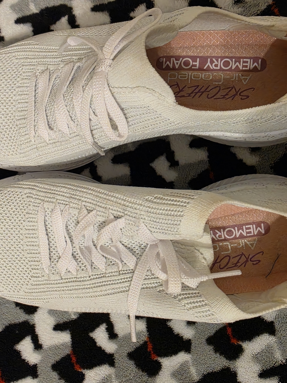 Skechers Women's Knit Slip-On Memory Foam Sneakers - Cream/Light Pink Insole